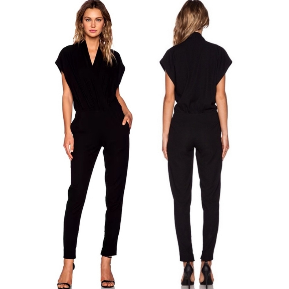 L'agence Black Crossover Front Jumpsuit Viscose size 6